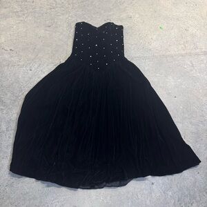 Positively Ellyn Vintage Women’s Black Velvet‎ Rhinestone Dress Y2k Whimsigoth